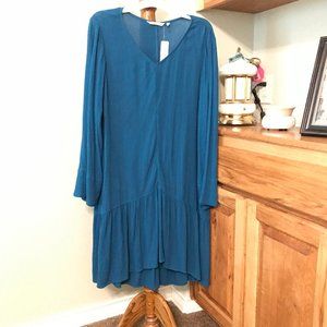 SOFT SURROUNDINGS Teal High-Low Tier Dress Size M